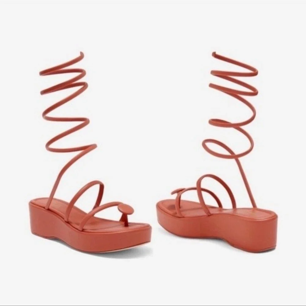 Cult Gaia Alba size EU 36.5 (US 6.5) Platform Sandals in Jasper (Rose Pink) - Picture 2 of 6